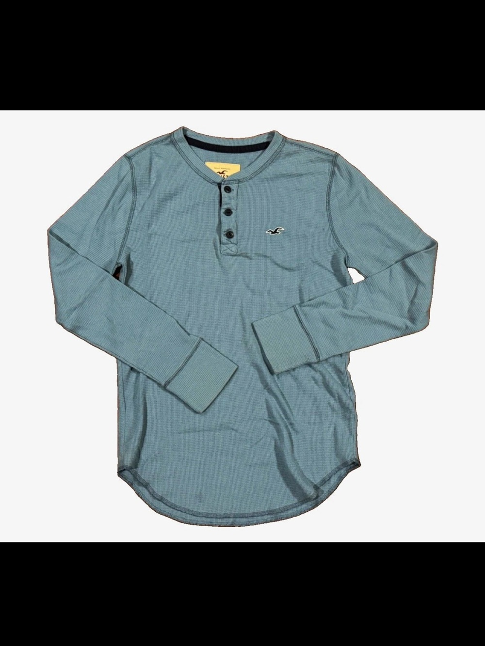 Hollister Men's Long-Sleeve Henley in Dusty Teal